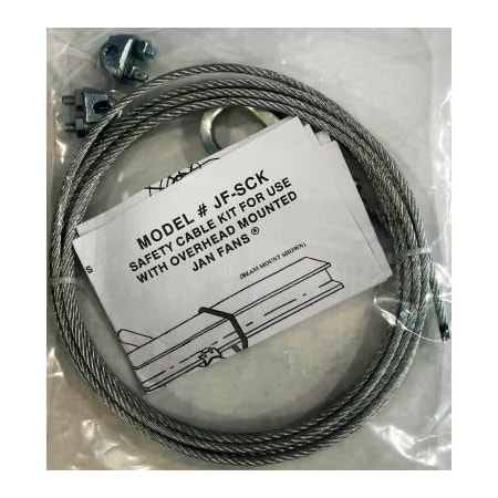 Hunter Fan Co. Jan Fan Jan Fan 12' Of 1/8in Dia. Safety Cable With Clamps, Silver JF-SCK